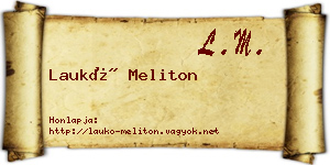 Laukó Meliton névjegykártya